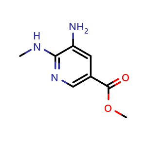 Chemical structure of methyl 5-amino-6-(methylamino)pyridine-3-carboxylate , CAS 211915-53-6, AChemBlock U131946