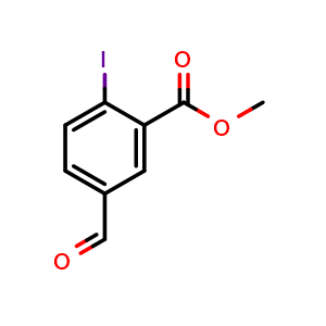 Chemical structure of methyl 5-formyl-2-iodobenzoate , CAS 2585013-40-5, AChemBlock U131977