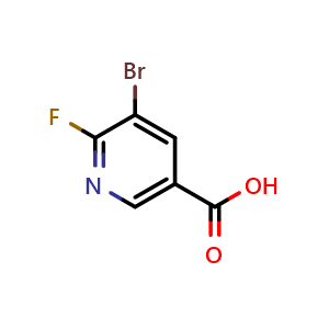 Chemical structure of 5-bromo-6-fluoropyridine-3-carboxylic acid , CAS 29241-63-2, AChemBlock U131989
