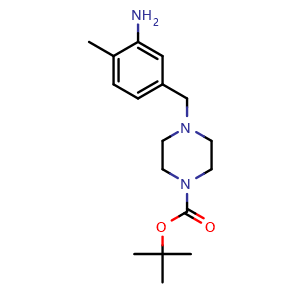 Chemical structure of tert-butyl 4-(3-amino-4-methylbenzyl)piperazine-1-carboxylate , CAS 309712-83-2, AChemBlock U131996