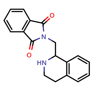 Chemical structure of 2-((1,2,3,4-tetrahydroisoquinolin-1-yl)methyl)isoindoline-1,3-dione , CAS 310451-86-6, AChemBlock U131997