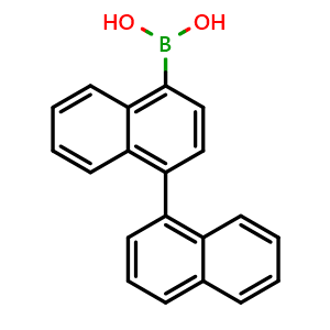 Chemical structure of 4-(naphthalen-1-yl)naphthalen-1-yl-1-boronic acid , CAS 363607-69-6, AChemBlock U132018