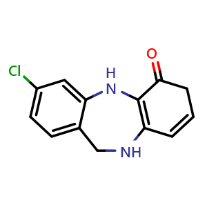 Chemical structure of 3-chloro-5,11-dihydrobenzo[b][1,4]benzodiazepin-6-one , CAS 50892-62-1, AChemBlock U132065