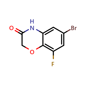 Chemical structure of 6-bromo-8-fluoro-4H-1,4-benzoxazin-3-one , CAS 560082-53-3, AChemBlock U132088