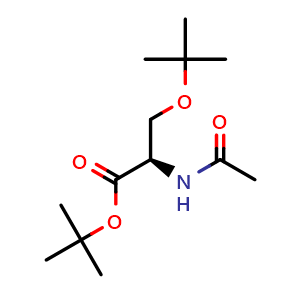 Chemical structure of (R)-tert-butyl 3-tert-butoxy-2-acetamidopropanoate , CAS 75552-93-1, AChemBlock U132140