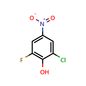 Chemical structure of 2-chloro-6-fluoro-4-nitrophenol , CAS 757251-37-9, AChemBlock U132141