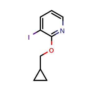 Chemical structure of 2-(cyclopropylmethoxy)-3-iodopyridine , CAS 766557-62-4, AChemBlock U132145