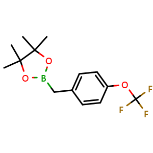 Chemical structure of 4,4,5,5-tetramethyl-2-[[4-(trifluoromethoxy)phenyl]methyl]-1,3,2-dioxaborolane , CAS 872038-32-9, AChemBlock U132181
