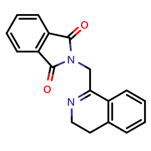 Chemical structure of 2-((3,4-dihydroisoquinolin-1-yl)methyl)isoindoline-1,3-dione , CAS 88422-83-7, AChemBlock U132190