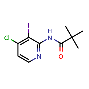 Chemical structure of N-(4-chloro-3-iodopyridin-2-yl)pivalamide , CAS 898561-61-0, AChemBlock U132198