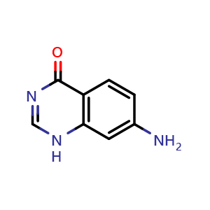 Chemical structure of 7-aminoquinazolin-4(1H)-one , CAS 90004-09-4, AChemBlock U132200