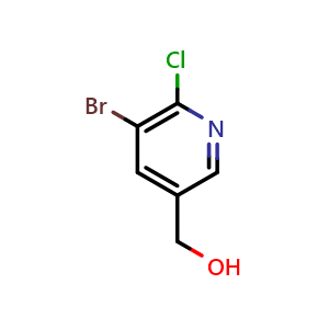 Chemical structure of 2-chloro-3-bromo-5-hydroxymethylpyridine , CAS 904745-59-1, AChemBlock U132204