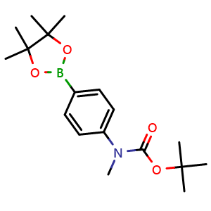Chemical structure of tert-butyl methyl4-(4,4,5,5-tetramethyl-1,3,2-dioxaborolan-2-yl)phenylcarbamate , CAS 916587-44-5, AChemBlock U132207