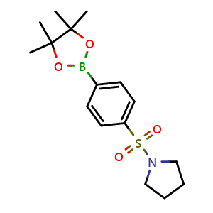 Chemical structure of 1-[4-(4,4,5,5-tetramethyl-1,3,2-dioxaborolan-2-yl)phenyl]sulfonylpyrrolidine , CAS 928657-21-0, AChemBlock U132216