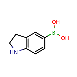 Chemical structure of indolin-5-yl-5-boronic acid , CAS 935853-24-0, AChemBlock U132220