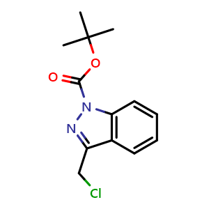 Chemical structure of tert-butyl 3-(chloromethyl)-1H-indazole-1-carboxylate , CAS 944899-34-7, AChemBlock U132224
