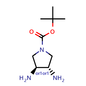 Chemical structure of tert-butyl trans-3,4-diaminopyrrolidine-1-carboxylate , CAS 2173182-42-6, AChemBlock U132242