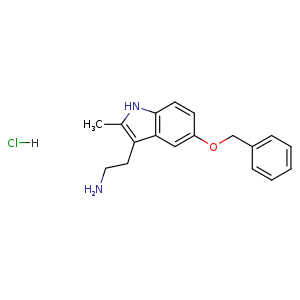 Chemical structure of 2-(5-(benzyloxy)-2-methyl-1H-indol-3-yl)ethanamine hydrochloride , CAS 1147199-72-1, AChemBlock U132247