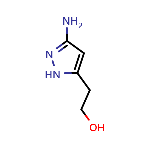 Chemical structure of 2-(3-amino-1H-pyrazol-5-yl)ethanol , CAS 1425931-98-1, AChemBlock U132254