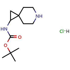 Chemical structure of tert-butyl 6-azaspiro[2.5]oct-1-ylcarbamate hydrochloride , CAS 2095192-33-7, AChemBlock U132268