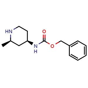 Chemical structure of benzyl (2R,4R)-2-methylpiperidin-4-ylcarbamate , CAS 2409589-97-3, AChemBlock U132274