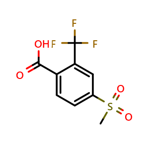 Chemical structure of 2-(trifluoromethyl)-4-(methylsulfonyl)benzoic acid , CAS 118939-17-6, AChemBlock U132317