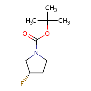 Chemical structure of tert-butyl (S)-3-fluoropyrrolidine-1-carboxylate , CAS 479253-00-4, AChemBlock U132326