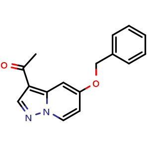 Chemical structure of 1-(5-benzyloxypyrazolo[1,5-a]pyridine-3-yl)ethanone , CAS 1060724-77-7, AChemBlock U132329