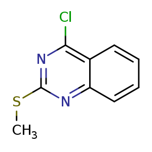 Chemical structure of 4-chloro-2-(methylthio)quinazoline , CAS 58803-74-0, AChemBlock U132339