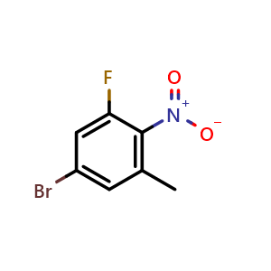 Chemical structure of 5-Bromo-1-fluoro-3-methyl-2-nitro-benzene , CAS 1224629-03-1, AChemBlock U132351