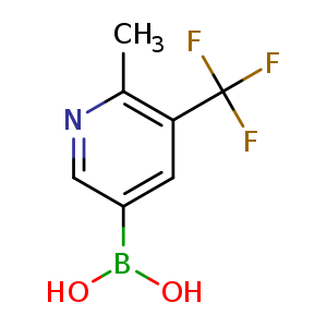 Chemical structure of (6-Methyl-5-(trifluoromethyl)pyridin-3-yl)boronic acid , CAS 1889221-15-1, AChemBlock U132363
