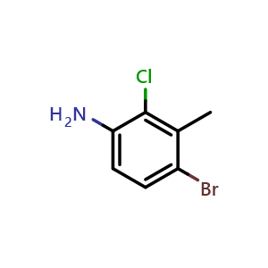 Chemical structure of 2-chloro-3-methyl-4-bromoaniline , CAS 80026-13-7, AChemBlock U132375