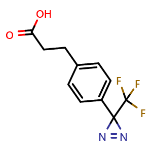 Chemical structure of 3-(4-(3-(Trifluoromethyl)-3H-diazirin-3-yl)phenyl)propanoic acid , CAS 1002328-44-0, AChemBlock U132386