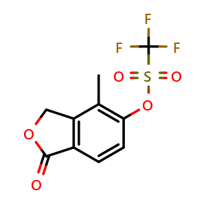 Chemical structure of 4-Methyl-1-oxo-1,3-dihydroisobenzofuran-5-yl trifluoromethanesulfonate , CAS 1255206-73-5, AChemBlock U132388