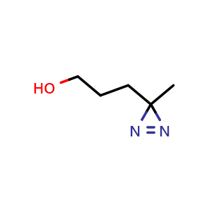 Chemical structure of 3-(3-Methyl-3H-diazirin-3-yl)propan-1-ol , CAS 16297-94-2, AChemBlock U132399