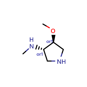 Chemical structure of trans-4-methoxy-N-methyl-pyrrolidin-3-amine , CAS 685879-99-6, AChemBlock U132419