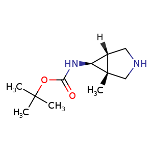 Chemical structure of tert-butyl N-[rel-(1R,5S,6S)-1-methyl-3-azabicyclo[3.1.0]hexan-6-yl]carbamate , CAS 2456272-51-6, AChemBlock U132457