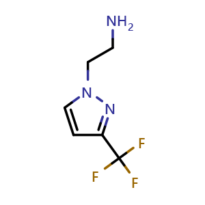 Chemical structure of 2-[3-(trifluoromethyl)pyrazol-1-yl]ethanamine , CAS 1006436-51-6, AChemBlock U132475