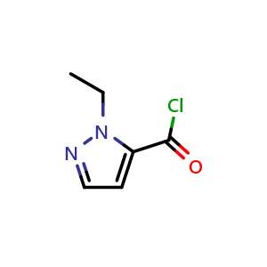 Chemical structure of 2-ethylpyrazole-3-carbonyl chloride , CAS 1006471-20-0, AChemBlock U132479