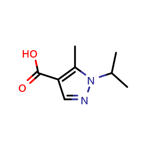Chemical structure of 1-isopropyl-5-methyl-pyrazole-4-carboxylic acid , CAS 1007541-94-7, AChemBlock U132482