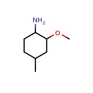Chemical structure of 2-methoxy-4-methyl-cyclohexanamine , CAS 1013764-74-3, AChemBlock U132486