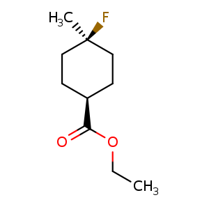 Chemical structure of ethyl cis-4-fluoro-4-methyl-cyclohexanecarboxylate , CAS 1027708-60-6, AChemBlock U132497