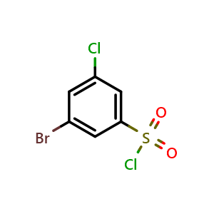Chemical structure of 3-bromo-5-chlorobenzene-1-sulfonyl chloride , CAS 1049026-36-9, AChemBlock U132516