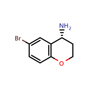 Chemical structure of (4R)-6-bromochroman-4-amine , CAS 1055949-66-0, AChemBlock U132524