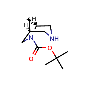 Chemical structure of tert-Butyl (1S,5R)-3,6-diazabicyclo[3.2.1]octane-6-carboxylate , CAS 1058737-48-6, AChemBlock U132530