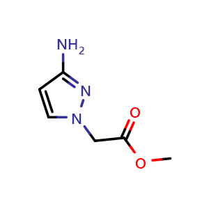 Chemical structure of methyl 2-(3-aminopyrazol-1-yl)acetate , CAS 1093967-39-5, AChemBlock U132554