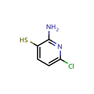 Chemical structure of 2-amino-6-chloro-pyridine-3-thiol , CAS 110402-22-7, AChemBlock U132560
