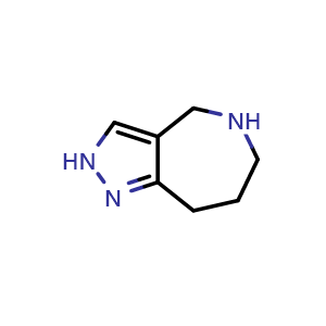 Chemical structure of 2,4,5,6,7,8-hexahydropyrazolo[4,3-c]azepine , CAS 111416-17-2, AChemBlock U132566