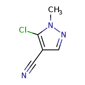 Chemical structure of 5-chloro-1-methyl-pyrazole-4-carbonitrile , CAS 111493-52-8, AChemBlock U132567