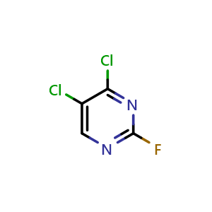 Chemical structure of 4,5-dichloro-2-fluoro-pyrimidine , CAS 112251-53-3, AChemBlock U132572
